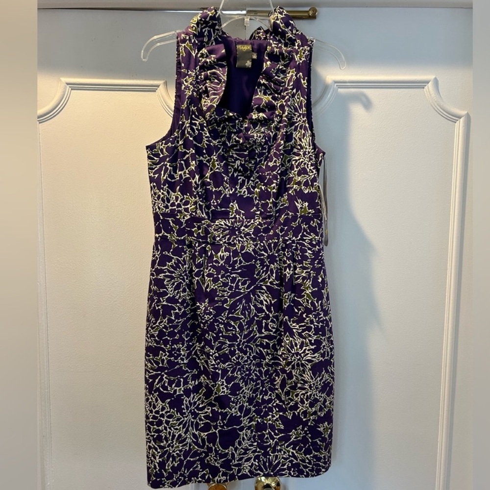 Size 12 mid-length Taylor dress in purple print
